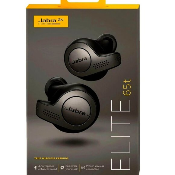 JABRA ELITE 65T TRUE WIRELESS EARBUD HEADPHONES - TITANIUM BLACK - Picture 1 of 4
